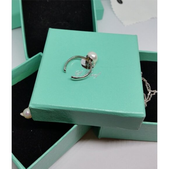 S.LEAF Sterling Silver Cat Freshwater Cultured Pearl Jewelry Set - Picture 3 of 5